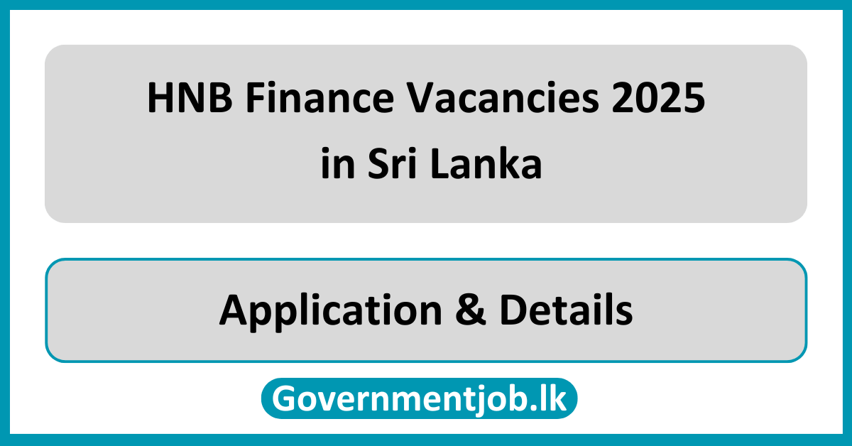 HNB Finance Vacancies 2025