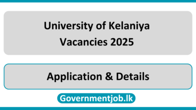 University of Kelaniya Vacancies 2025