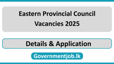 Eastern Provincial Council Vacancies 2025