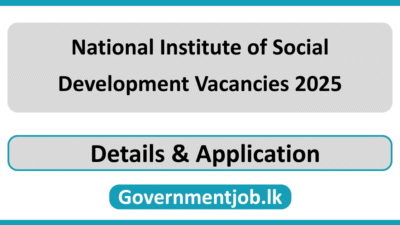 National Institute of Social Development Vacancies 2025