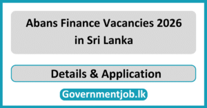 Abans Finance Vacancies 2026 in Sri Lanka