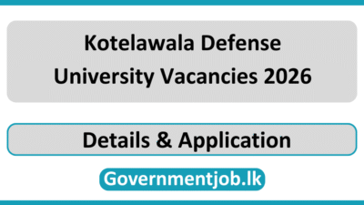Kotelawala Defense University Vacancies 2026