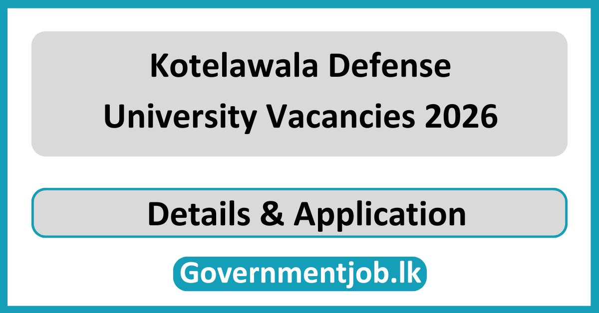 Kotelawala Defense University Vacancies 2026
