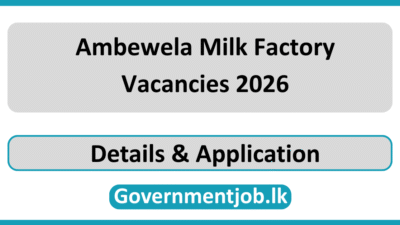 Ambewela Milk Factory Vacancies 2026
