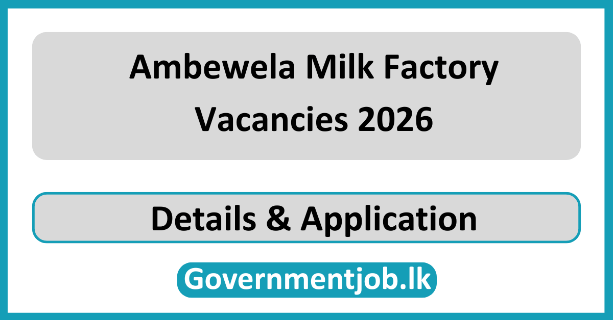 Ambewela Milk Factory Vacancies 2026