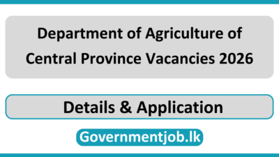 Department of Agriculture of Central Province Vacancies 2026