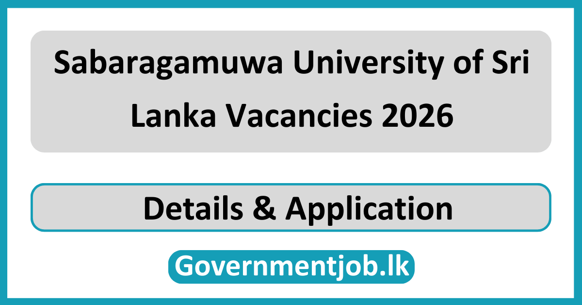 Sabaragamuwa University of Sri Lanka Vacancies 2026
