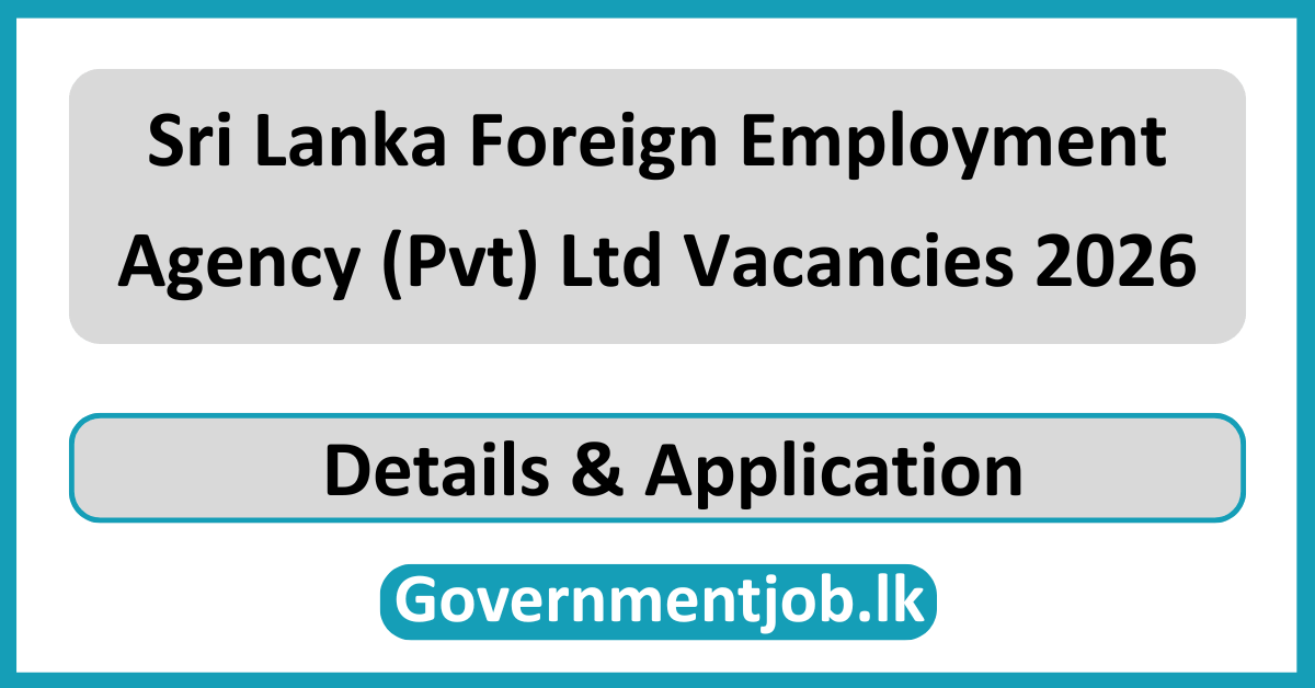 Sri Lanka Foreign Employment Agency (Pvt) Ltd Vacancies 2026