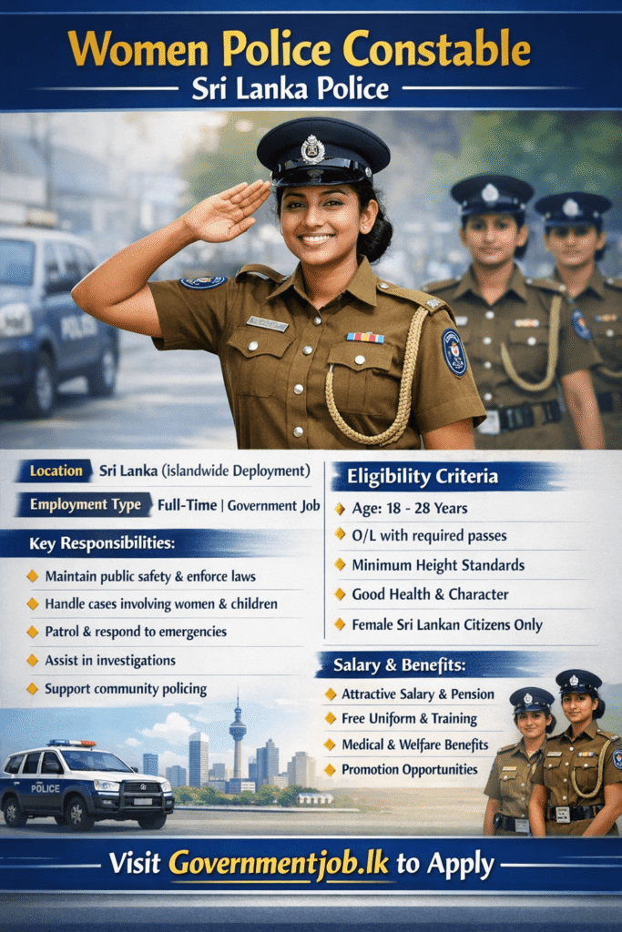 Women Police Constable Job in Sri Lanka Police